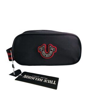 True Religion Black Red Toiletry Travel Small Bag